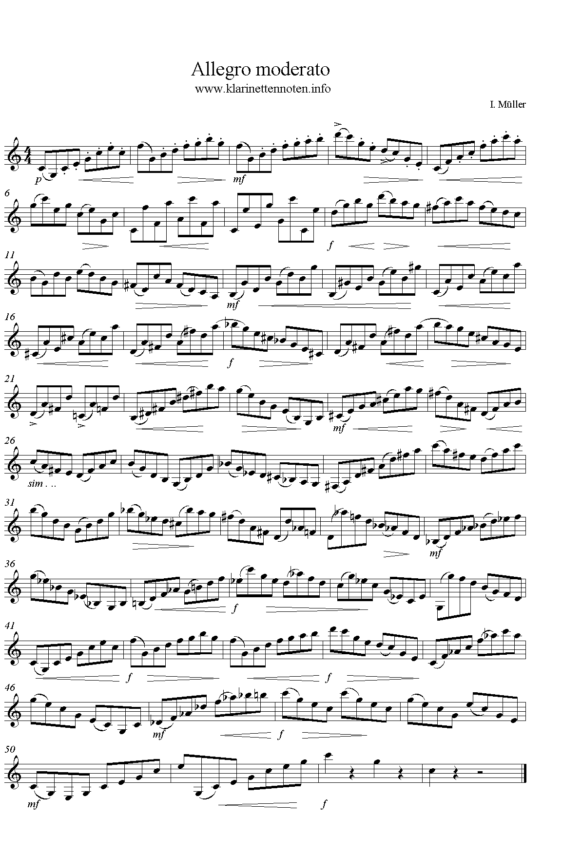 Iwan Müller Clarinet Etüde Allegro Moderato
